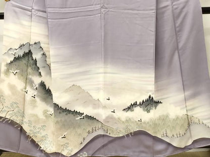 平和屋着物■豪華色留袖　遠山飛鶴松文　暈し染め　金彩　正絹　逸品　DABH3271qp