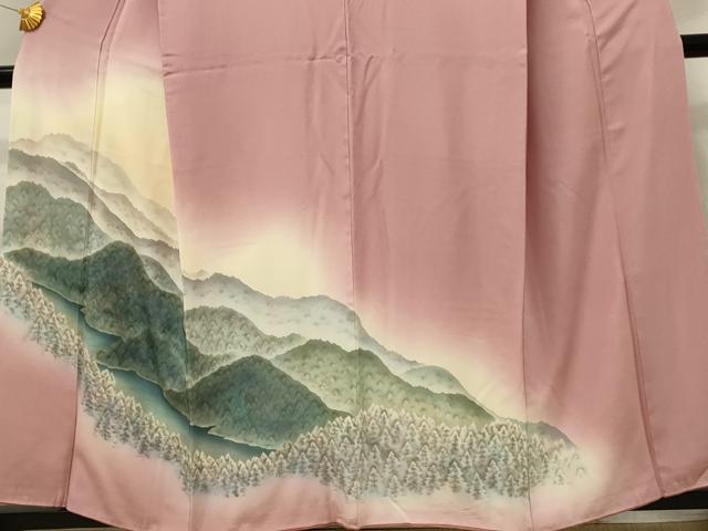 平和屋着物■訪問着　重ね山樹林文　暈し染め　正絹　逸品　DABH3272qp