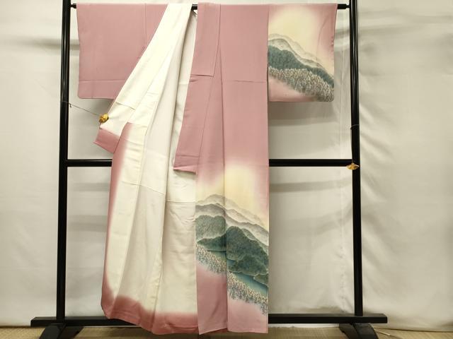 平和屋着物■訪問着　重ね山樹林文　暈し染め　正絹　逸品　DABH3272qp