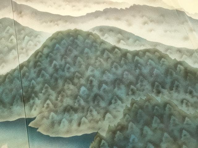 平和屋着物■訪問着　重ね山樹林文　暈し染め　正絹　逸品　DABH3272qp