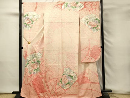 平和屋着物■豪華振袖　駒刺繍　絞り　扇面花文　牡丹　暈し染め　銀彩　やまと誂製　正絹　逸品　DABH3280qp