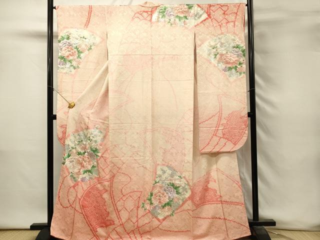 平和屋着物■豪華振袖　駒刺繍　絞り　扇面花文　牡丹　暈し染め　銀彩　やまと誂製　正絹　逸品　DABH3280qp