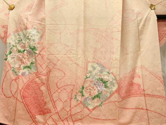平和屋着物■豪華振袖　駒刺繍　絞り　扇面花文　牡丹　暈し染め　銀彩　やまと誂製　正絹　逸品　DABH3280qp