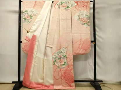 平和屋着物■豪華振袖　駒刺繍　絞り　扇面花文　牡丹　暈し染め　銀彩　やまと誂製　正絹　逸品　DABH3280qp
