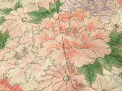 平和屋着物■豪華振袖　駒刺繍　絞り　扇面花文　牡丹　暈し染め　銀彩　やまと誂製　正絹　逸品　DABH3280qp