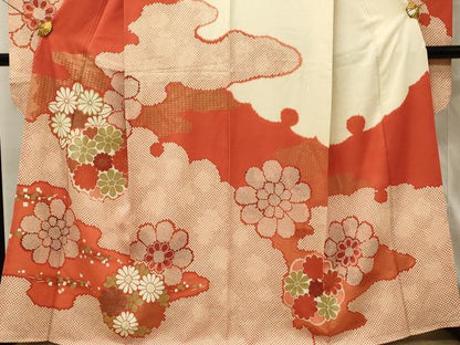 平和屋着物■豪華振袖　舞花文　鹿の子　金彩　正絹　逸品　DABH3281qp