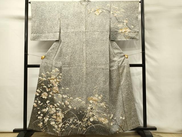 平和屋着物■訪問着　冊子花松文　枝梅　たたき染め　金彩　正絹　逸品　DABH3285qp