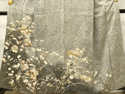 平和屋着物■訪問着　冊子花松文　枝梅　たたき染め　金彩　正絹　逸品　DABH3285qp