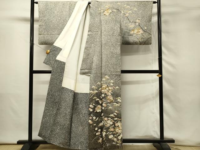 平和屋着物■訪問着　冊子花松文　枝梅　たたき染め　金彩　正絹　逸品　DABH3285qp