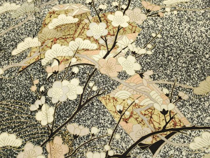 平和屋着物■訪問着　冊子花松文　枝梅　たたき染め　金彩　正絹　逸品　DABH3285qp