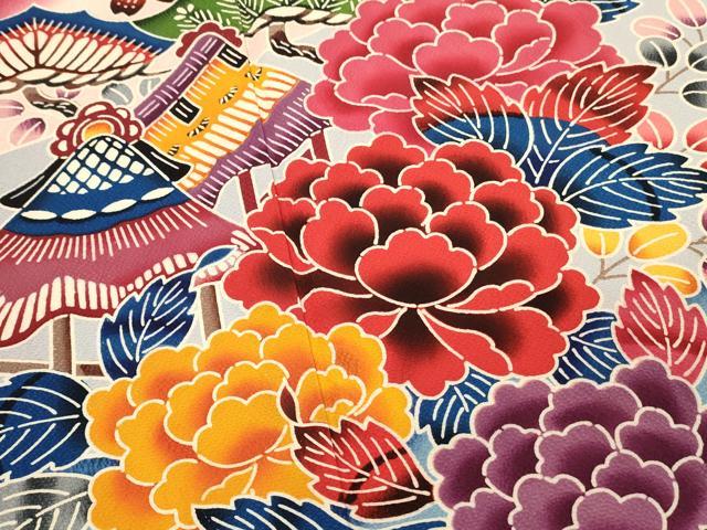 平和屋着物■豪華振袖　型染め　重ね山風景花文　暈し染め　正絹　逸品　DABH3290qp