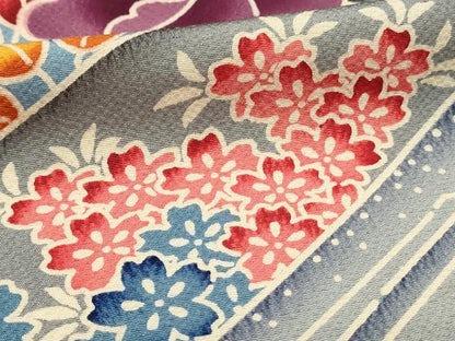 平和屋着物■豪華振袖　型染め　重ね山風景花文　暈し染め　正絹　逸品　DABH3290qp