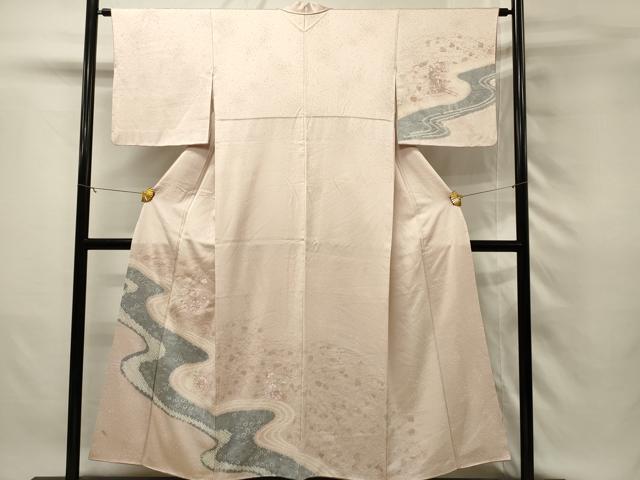 平和屋着物■訪問着　絞り　刺繍　流水花車文　正絹　逸品　DABH3294yqp