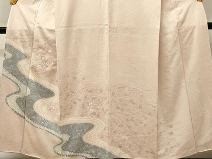 平和屋着物■訪問着　絞り　刺繍　流水花車文　正絹　逸品　DABH3294yqp
