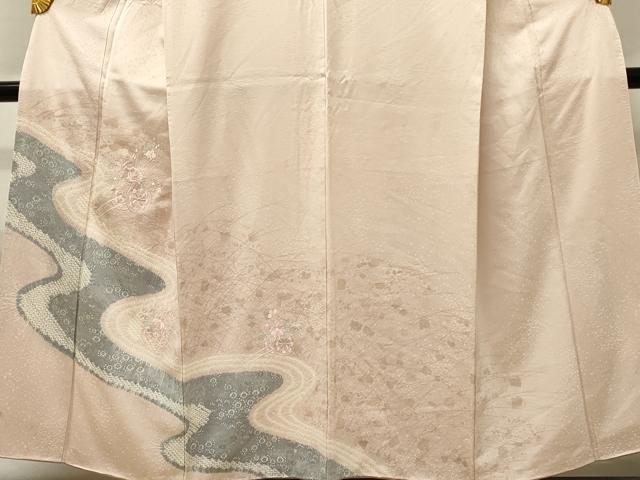 平和屋着物■訪問着　絞り　刺繍　流水花車文　正絹　逸品　DABH3294yqp