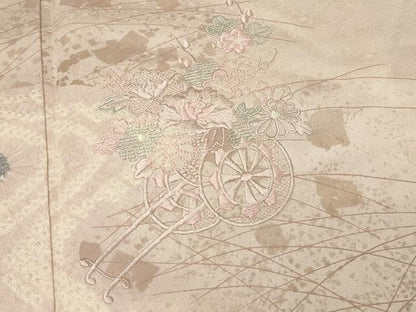 平和屋着物■訪問着　絞り　刺繍　流水花車文　正絹　逸品　DABH3294yqp