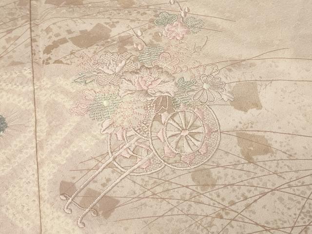 平和屋着物■訪問着　絞り　刺繍　流水花車文　正絹　逸品　DABH3294yqp