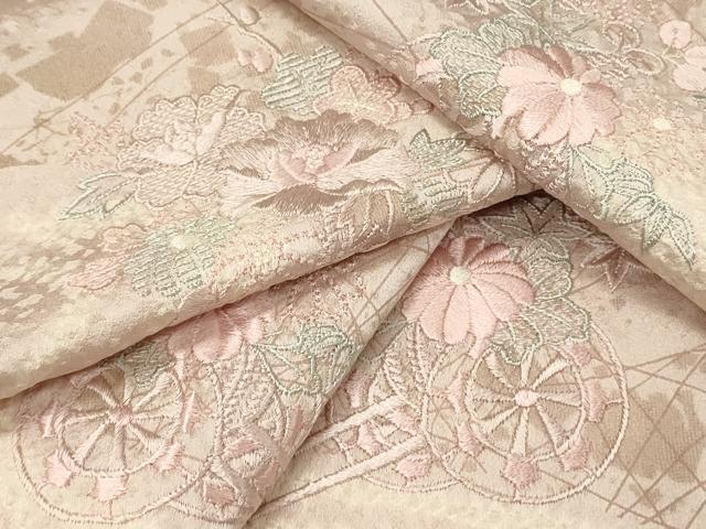 平和屋着物■訪問着　絞り　刺繍　流水花車文　正絹　逸品　DABH3294yqp