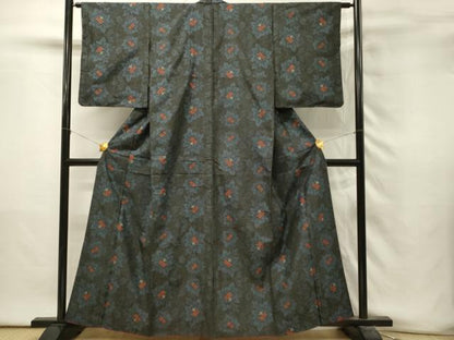 平和屋着物■本場村山大島紬　草花間道　正絹　逸品　DABH3295qp