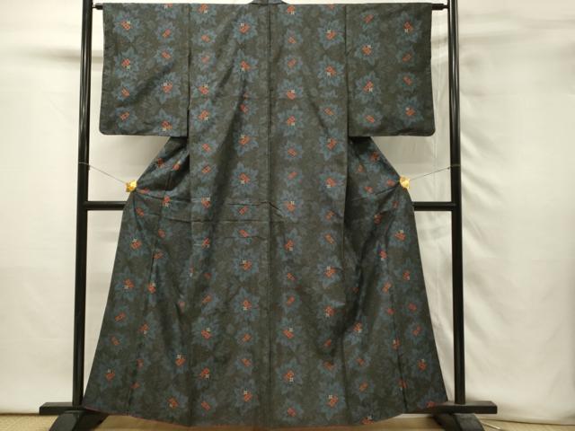 平和屋着物■本場村山大島紬　草花間道　正絹　逸品　DABH3295qp