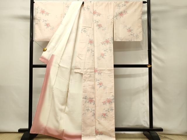 平和屋着物■上質な紬　草花文　正絹　逸品　DABH3297qp