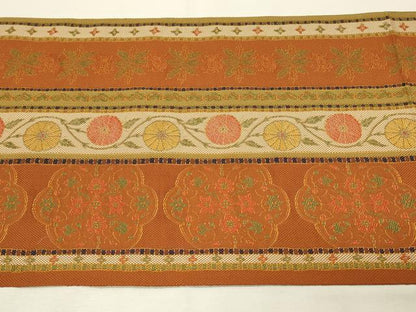 平和屋着物◎本場筑前博多織　八寸名古屋帯　花唐草間道　正絹　逸品　DABH3320qp