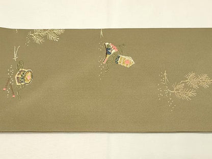 平和屋着物◎九寸名古屋帯　唐織　器物文　さっぽれ　金糸　正絹　逸品　DABH3323qp