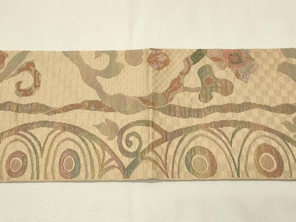 平和屋着物◎八寸名古屋帯　ふくれ織　葡萄唐草文　正絹　逸品　DABH3326qp
