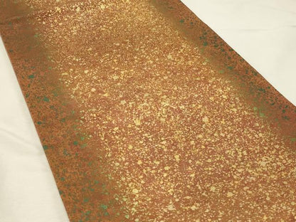 平和屋着物◎全通柄袋帯　霞文　金彩　正絹　逸品　DABH3331qp