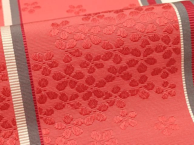 平和屋着物◎本場筑前博多織　半幅帯　舞花間道　西村織物謹製　証紙付き　正絹　逸品　DABH3346qp