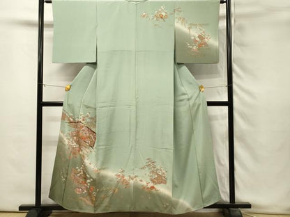 平和屋着物■訪問着　御所車風景花文　暈し染め　金彩　正絹　逸品　DABH3349qp