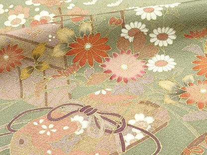 平和屋着物■訪問着　御所車風景花文　暈し染め　金彩　正絹　逸品　DABH3349qp