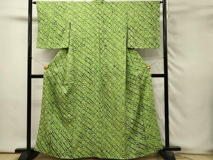 平和屋着物■上質な小紋　総絞り　幾何学文　正絹　逸品　DABH3355qp