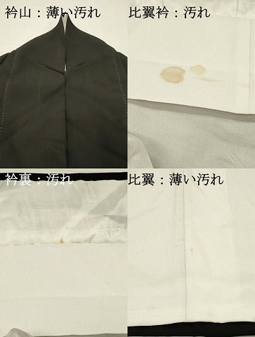 平和屋着物■豪華黒留袖　駒刺繍　飛鶴扇面花文　金彩　正絹　逸品　DABH3358qp