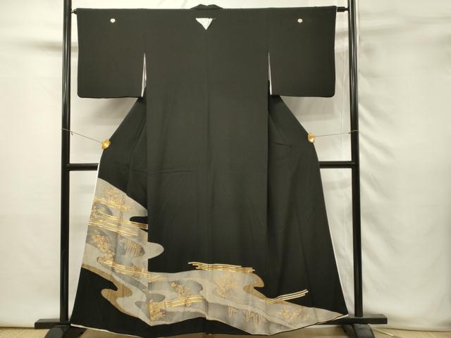 平和屋着物■豪華黒留袖　駒刺繍　霞文　金彩　正絹　逸品　DABH3360qp