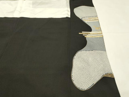 平和屋着物■豪華黒留袖　駒刺繍　霞文　金彩　正絹　逸品　DABH3360qp