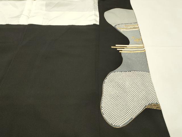 平和屋着物■豪華黒留袖　駒刺繍　霞文　金彩　正絹　逸品　DABH3360qp