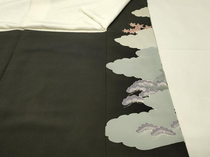 平和屋着物■豪華黒留袖　作家物　渡橋風景花松文　枝梅　金彩　正絹　逸品　DABH3362qp