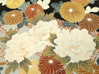 平和屋着物■豪華黒留袖　作家物　駒刺繍　籬花文　牡丹　金彩　正絹　逸品　DABH3363qp