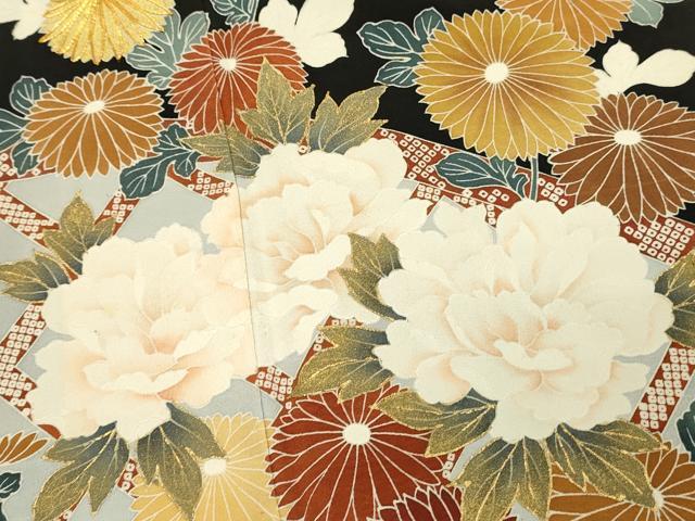 平和屋着物■豪華黒留袖　作家物　駒刺繍　籬花文　牡丹　金彩　正絹　逸品　DABH3363qp