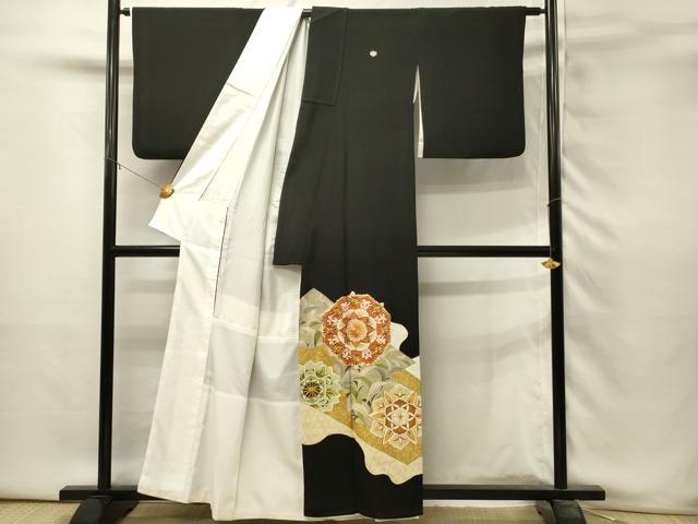 平和屋着物■豪華黒留袖　駒刺繍　正倉院花文　金彩　正絹　逸品　DABH3364qp