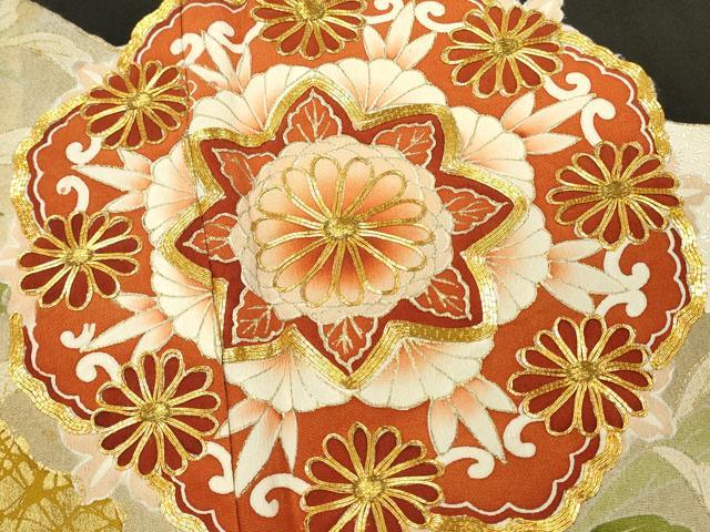 平和屋着物■豪華黒留袖　駒刺繍　正倉院花文　金彩　正絹　逸品　DABH3364qp