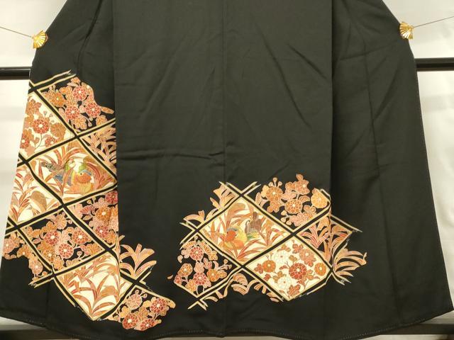 平和屋着物■豪華黒留袖　刺繍　鴛鴦花菱文　金彩　正絹　逸品　DABH3365qp