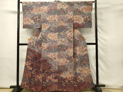 平和屋着物■訪問着　渡橋花文　暈し染め　鬼しぼ縮緬　ますいわ屋扱い　正絹　逸品　DABH3371qp