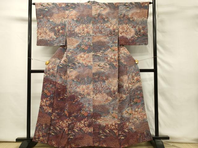 平和屋着物■訪問着　渡橋花文　暈し染め　鬼しぼ縮緬　ますいわ屋扱い　正絹　逸品　DABH3371qp