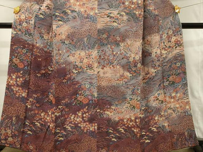 平和屋着物■訪問着　渡橋花文　暈し染め　鬼しぼ縮緬　ますいわ屋扱い　正絹　逸品　DABH3371qp