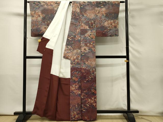 平和屋着物■訪問着　渡橋花文　暈し染め　鬼しぼ縮緬　ますいわ屋扱い　正絹　逸品　DABH3371qp