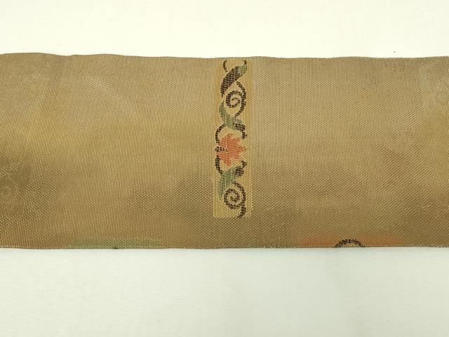 平和屋着物◎九寸名古屋帯　舞花文　金糸　正絹　逸品　DABH3378qp