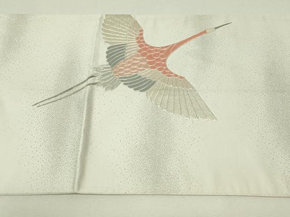平和屋着物◎中国三大刺繍　相良刺繍　総刺繍　太鼓柄袋帯　駒刺繍　飛鶴文　銀糸　正絹　逸品　DABH3382qp