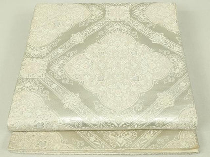 平和屋着物◎六通柄袋帯　唐織　天井花文　銀糸　正絹　逸品　DABH3386qp